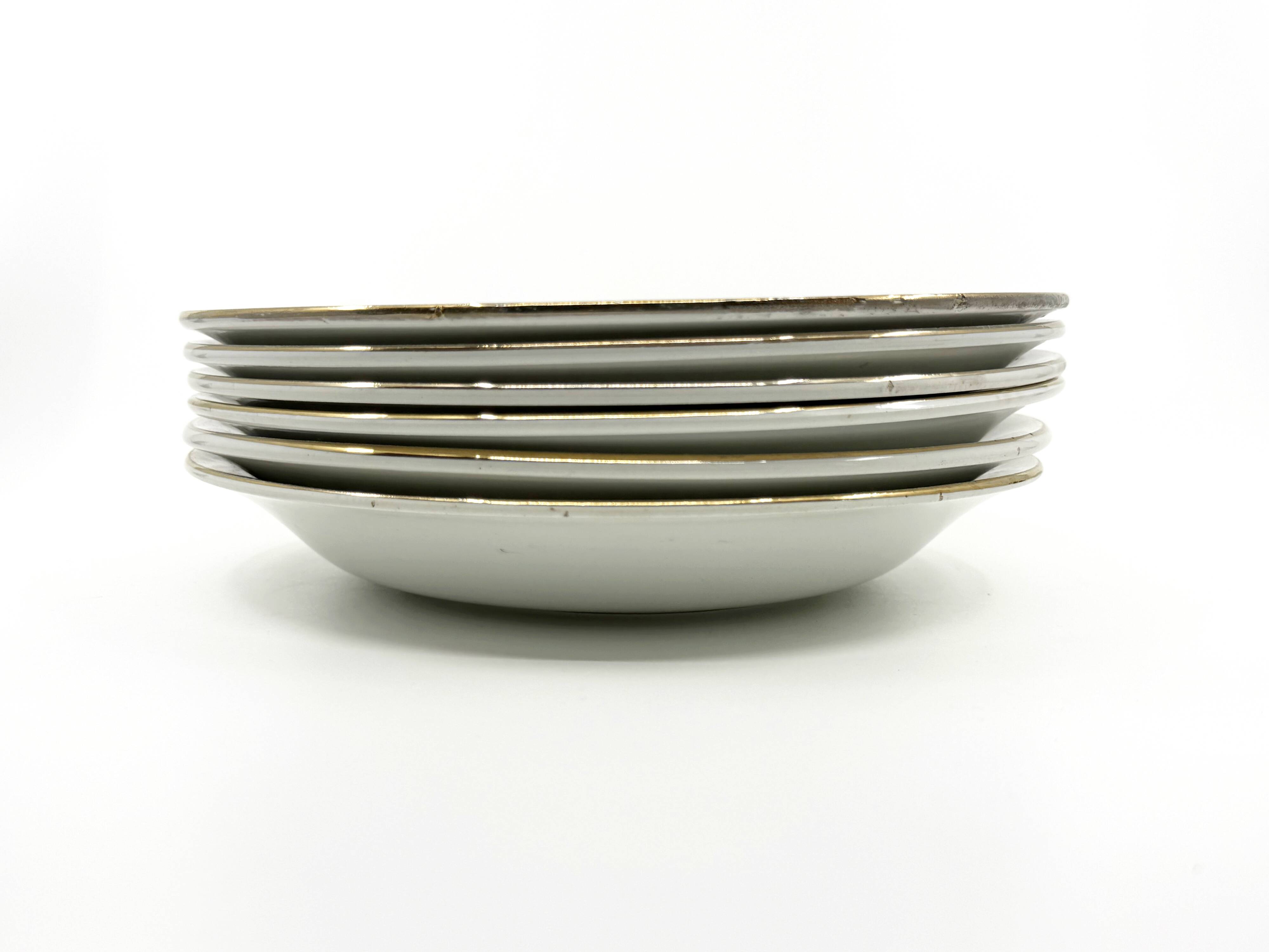 6 earthenware soup plates • L'Amandinoise • Circa 1950