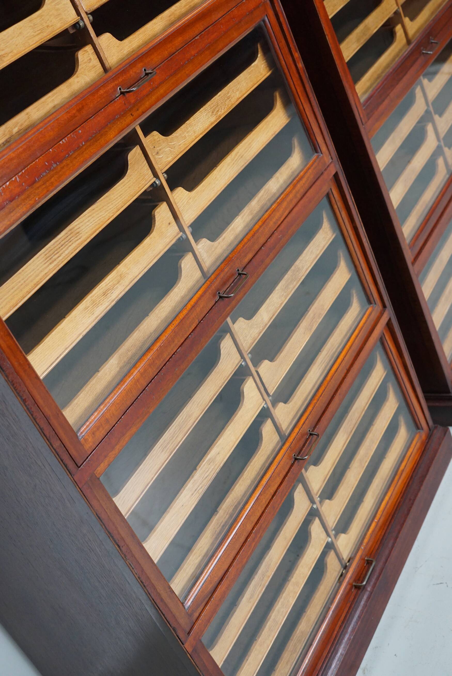 English Haberdashery Shop Cabinet with Glass Fronted Folding Doors, Ca 1920