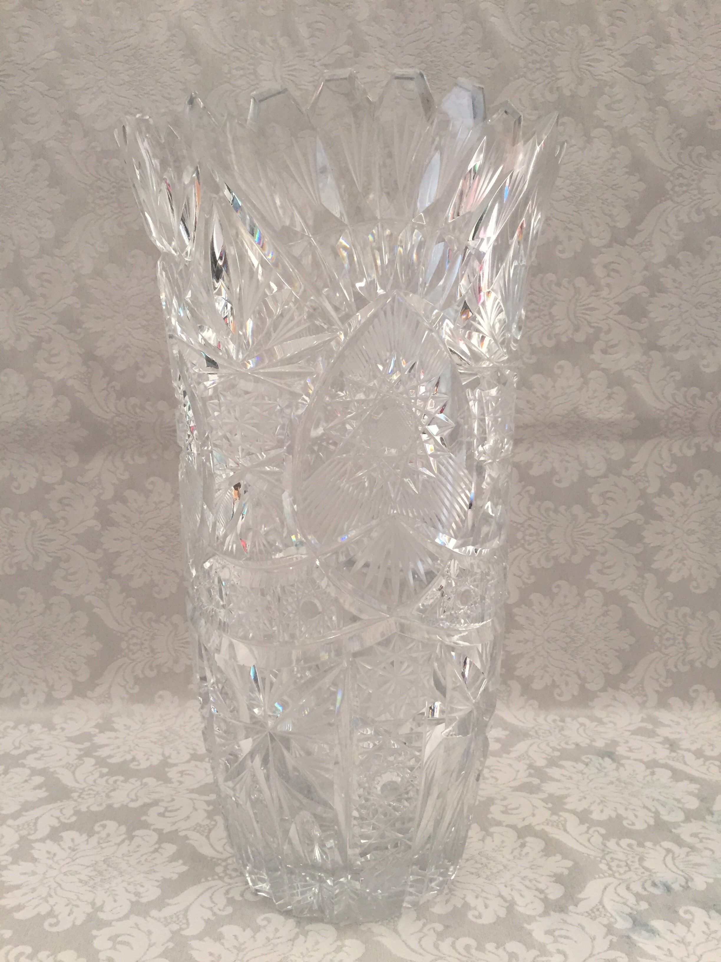 Vintage bohemian cut crystal vase