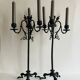 Pair of large Napoleon III candlesticks in patinated bronze