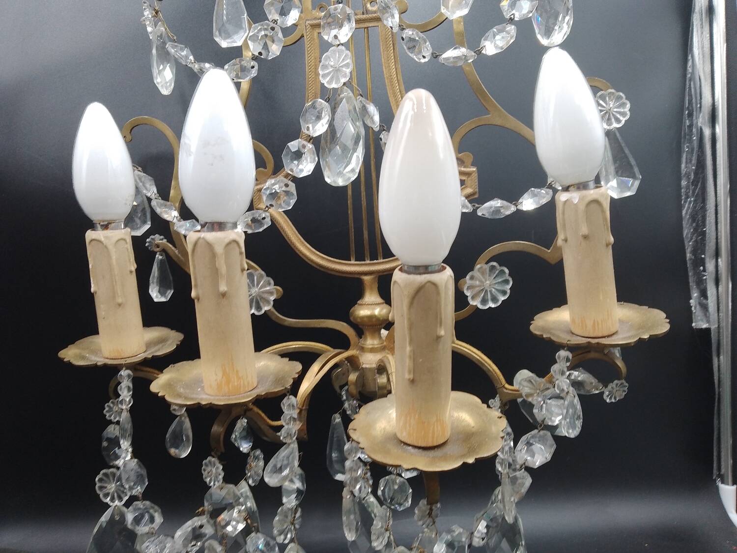 Lyre Garland Empire Tassels Wall Light 4 Lights Gilded Bronze