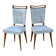 Pair of vintage 1960s compass-legged chairs in wood and white imitation leather