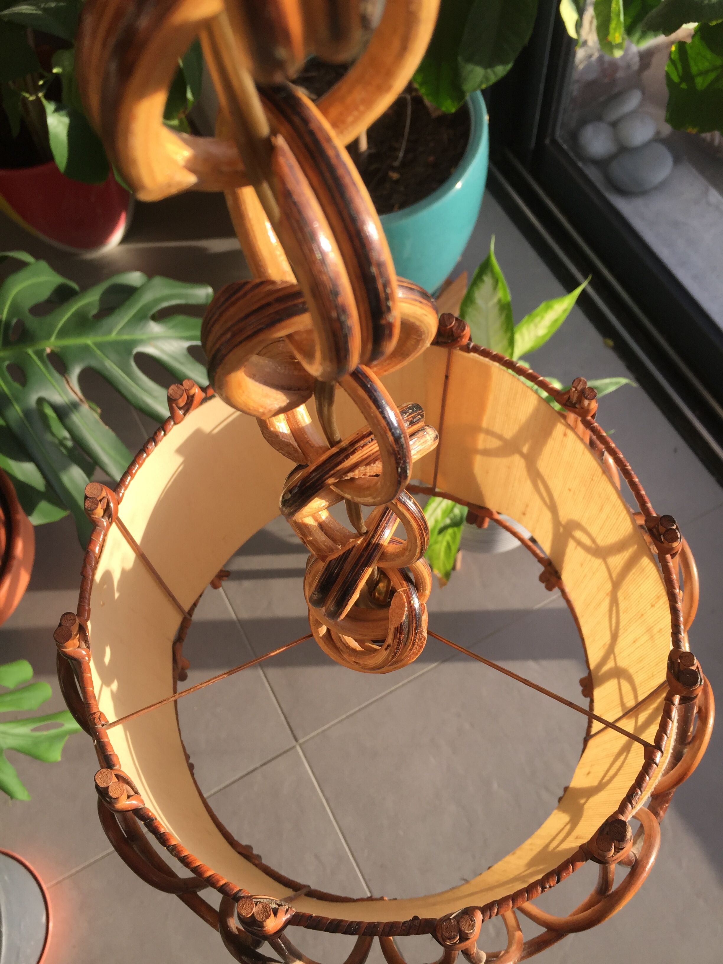 Vintage rattan hanging lamp