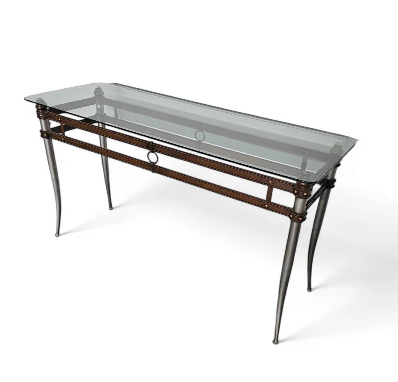 Console avec plateau en verre des années 1980