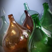 Demijohn 10L round dark brown blown glass