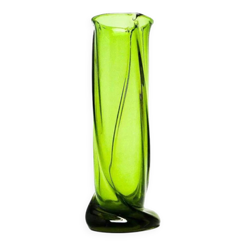 Vase moderne du milieu du siècle, en verre vert, Pologne, années 1970