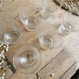 6 50s Wine Glasses, Art Deco pattern. Chiseled glass