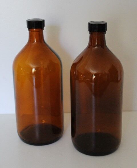 Amber pharmacy bottles 60s