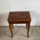 Small marquetry pedestal table with key storage