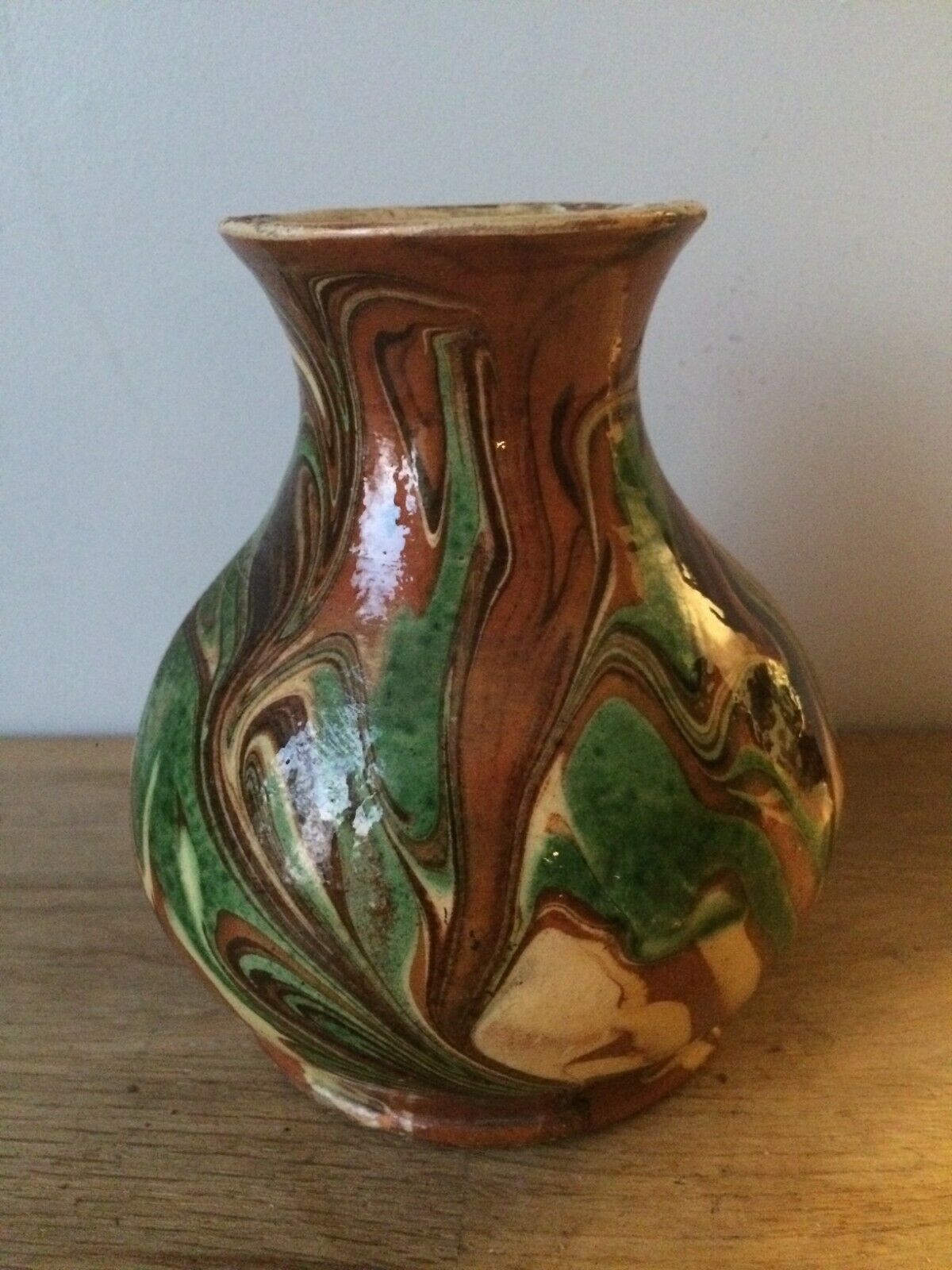 Enamelled terracotta vase Alsace Soufflenheim Savoie
