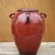 Ox blood red glazed sandstone vase, signed vase, vintage flower pot, vase with handles, collection