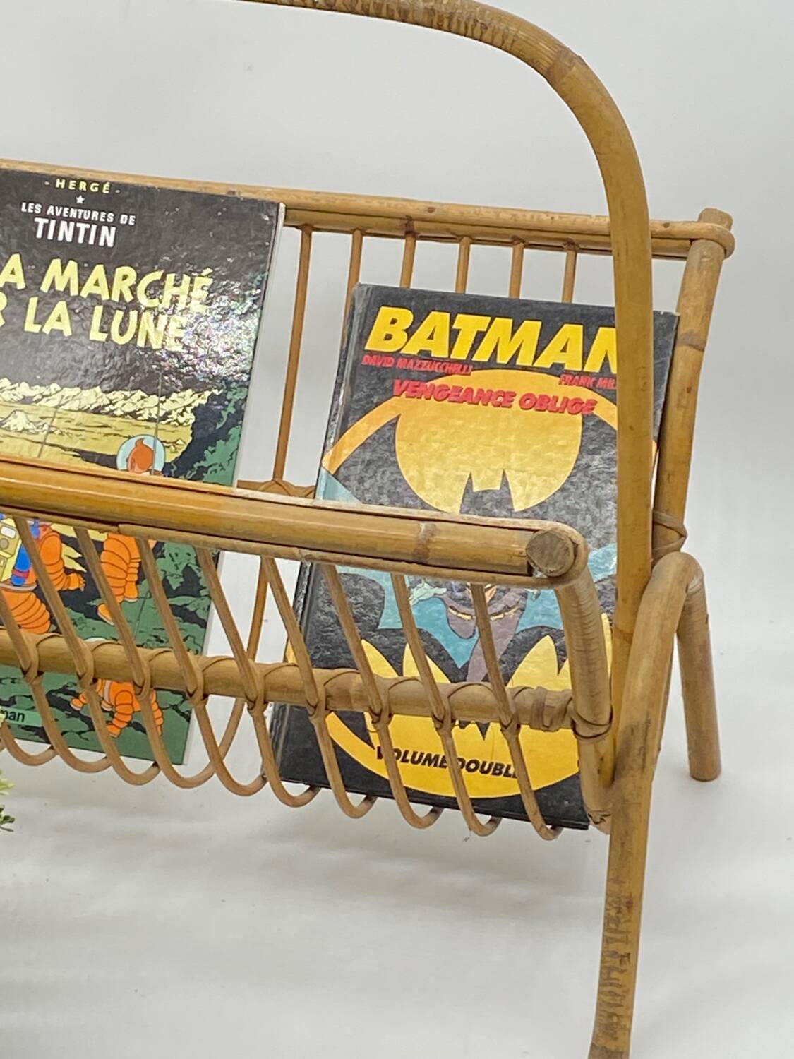 Magazine/magazine holder, rattan, vintage, natural fibers