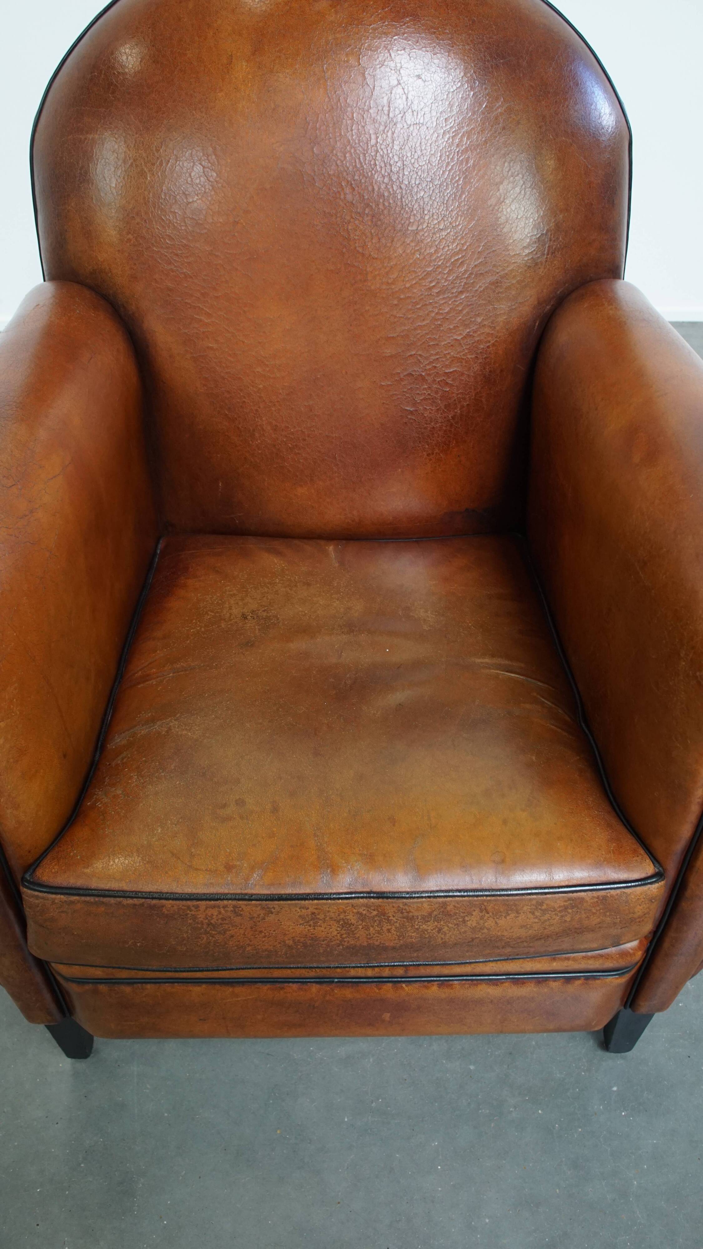Sheepskin Leather Art Deco Style Design Armchair