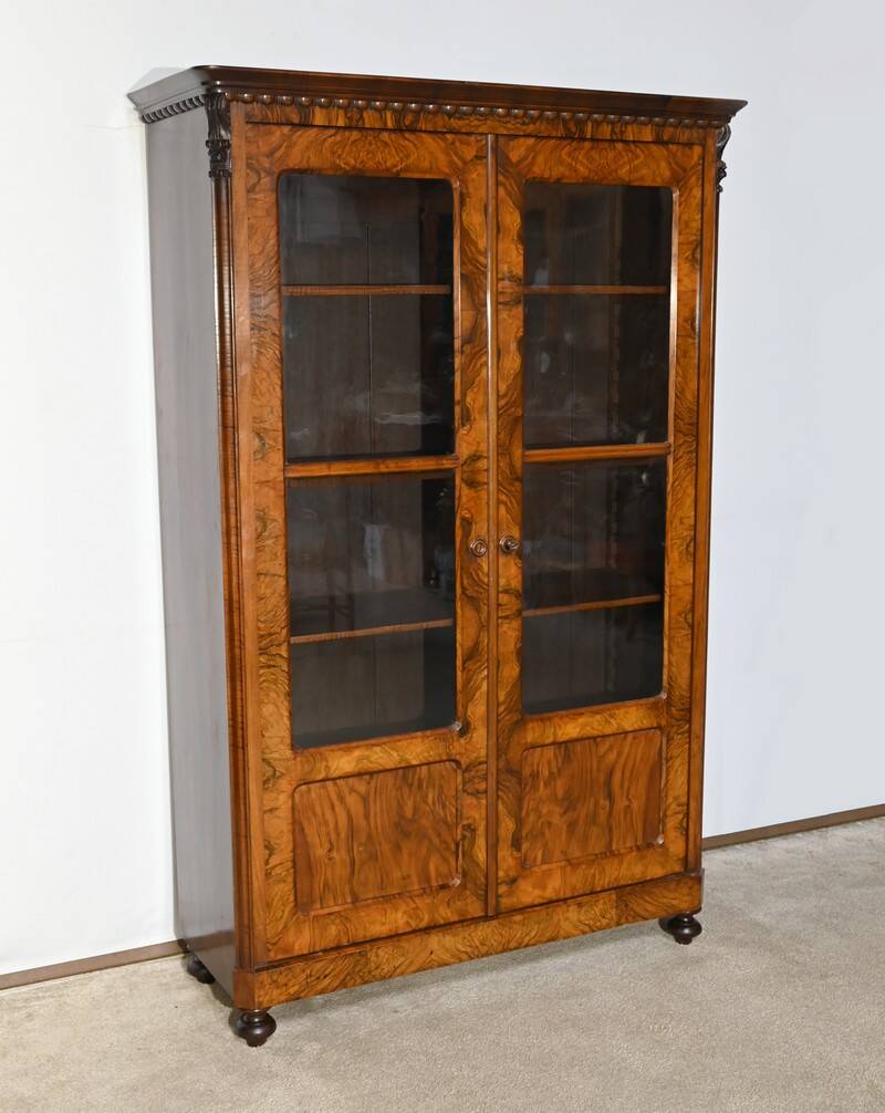 Burl Walnut Bookcase, Restoration Period – Early 19th Century