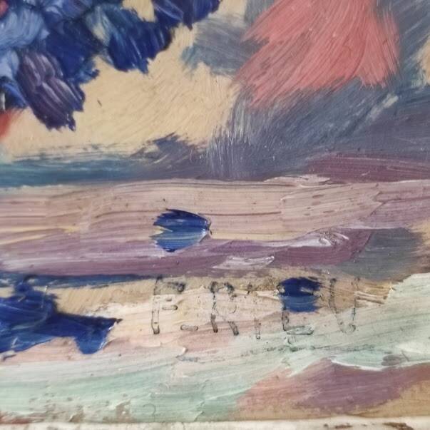 Painting Bouquet of Violets late 19th century