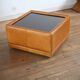 black leather and glass coffee table, vintage design