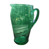 Large art deco pitcher in glass blow uranium (uralin)