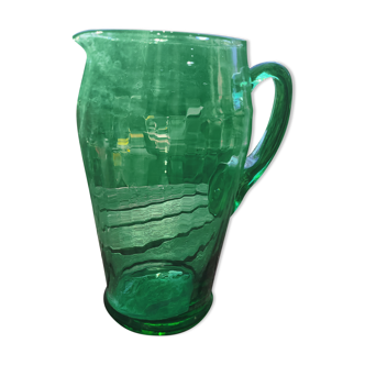 Large art deco pitcher in glass blow uranium (uralin)