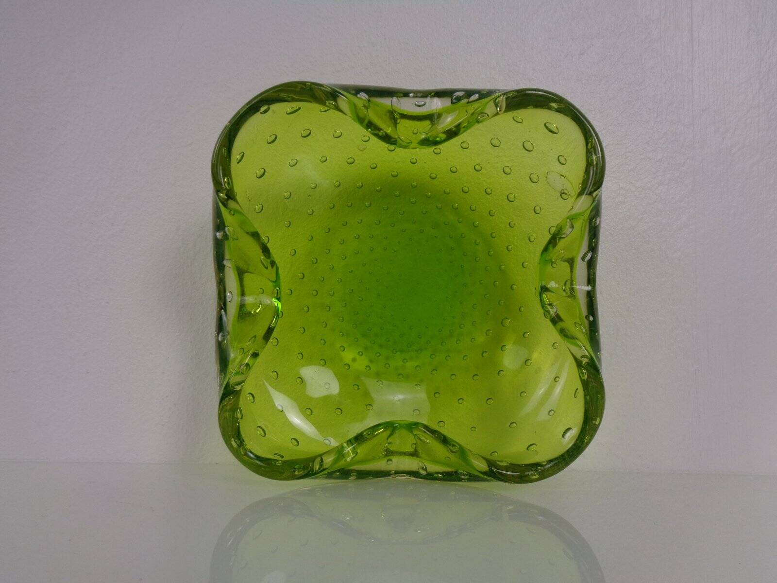 Green Sommerso Murano Glass Ashtray, Italy, 1960s
