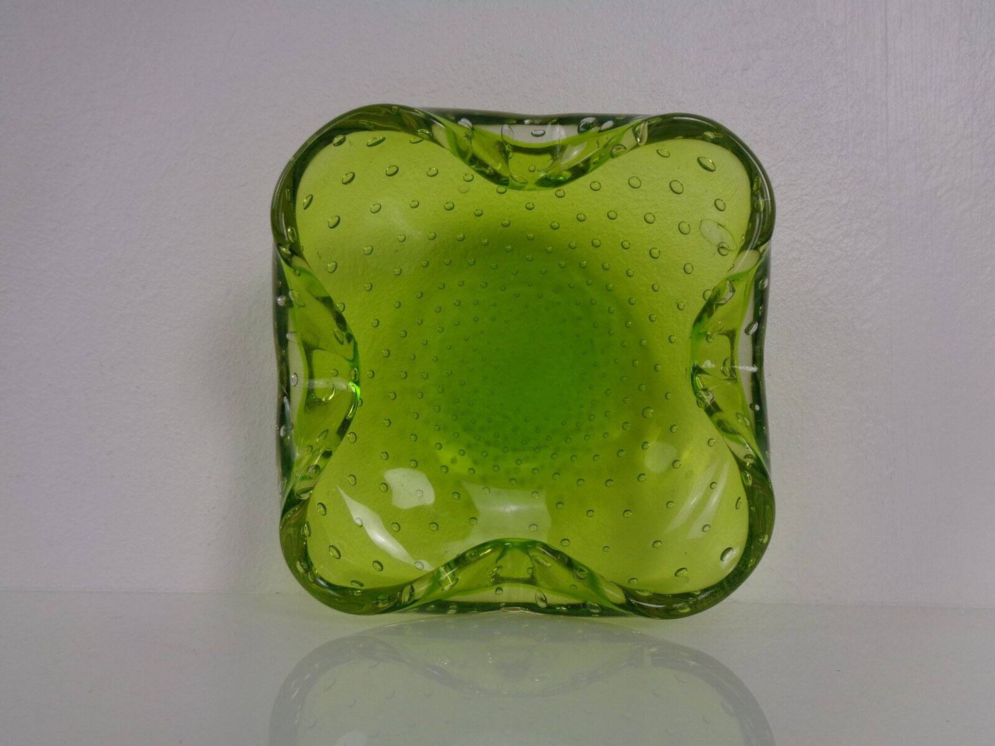 Green Sommerso Murano Glass Ashtray, Italy, 1960s