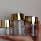 Pair of Mid-Century Nybro Candle holders Glass/Brass Designed by Rune Strand