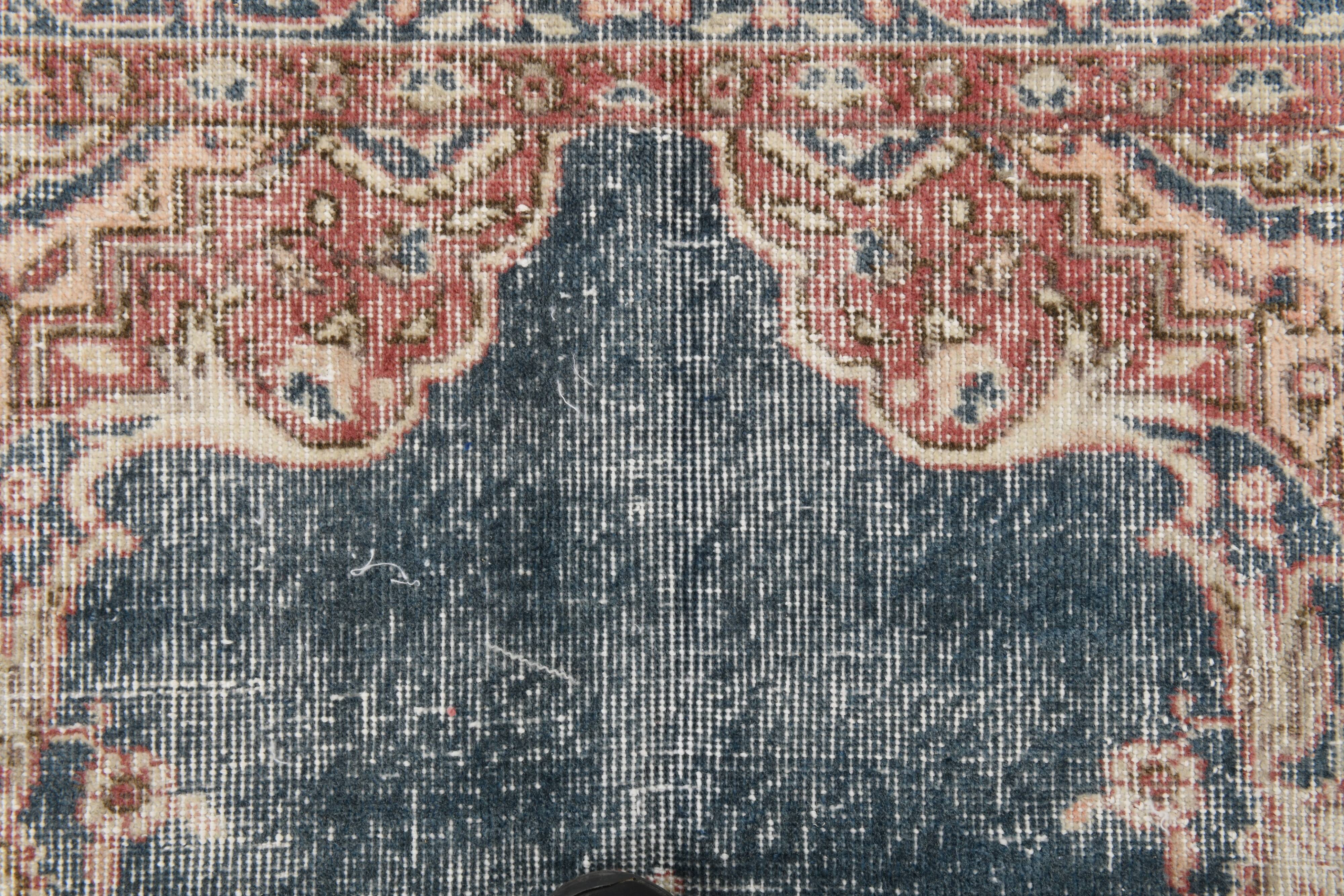 Faded Navy Blue Classic Vintage Persian Rug, 202x323 Cm