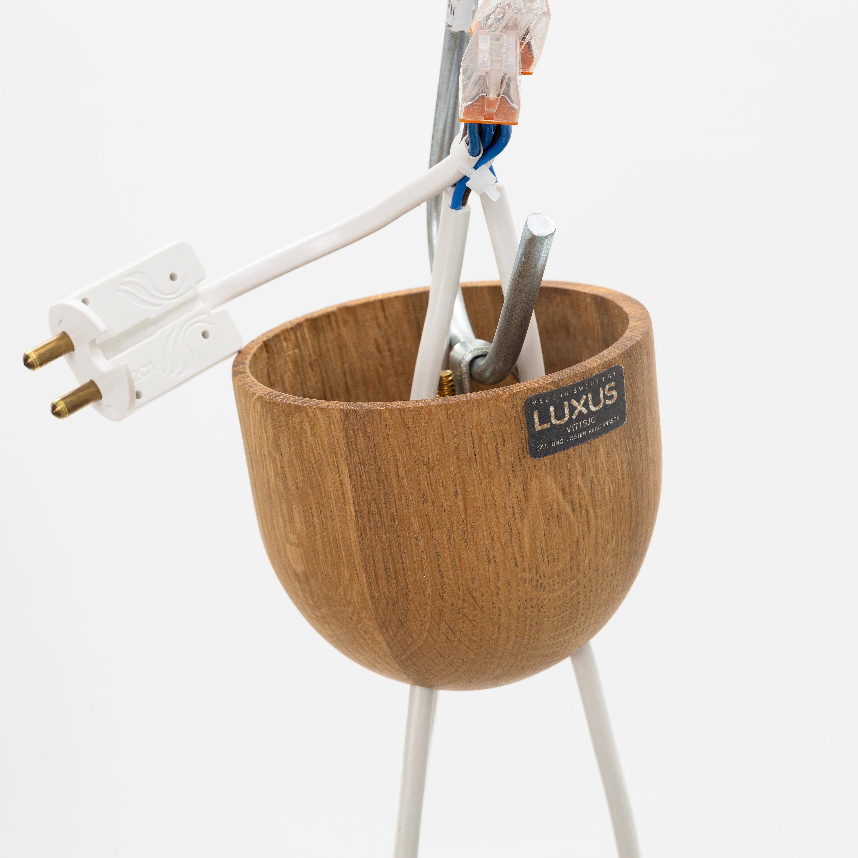 Uno & Östen Kristiansson suspended lamp Oak and glass Luxus Vittsjö Sweden 1960