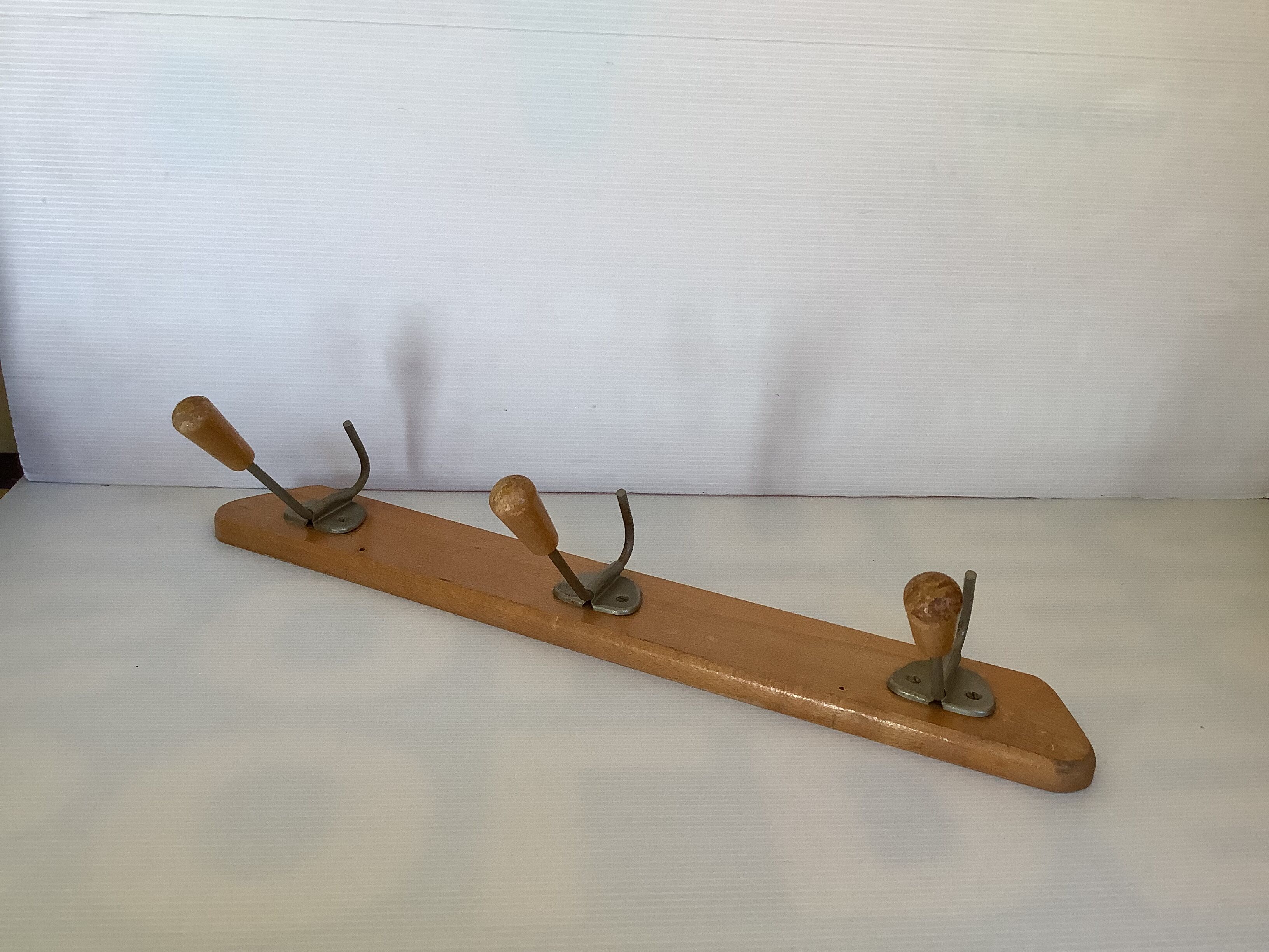 Wooden coat rack wall 3 hooks