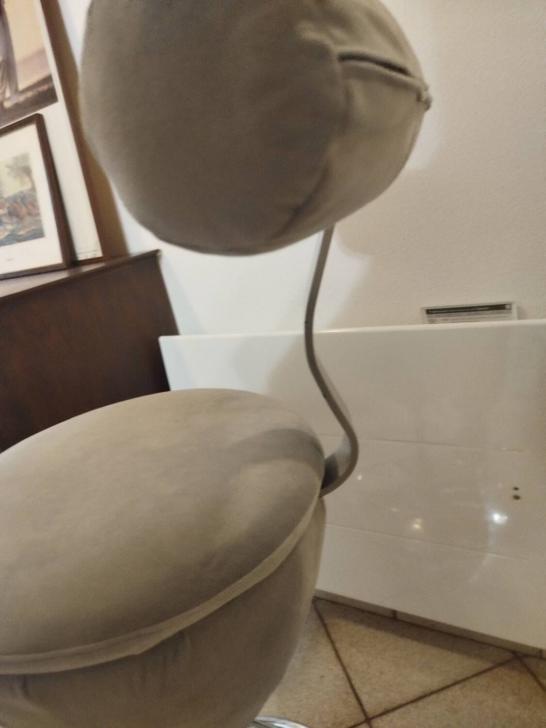 Space Age stool reupholstered, 70s-80s.