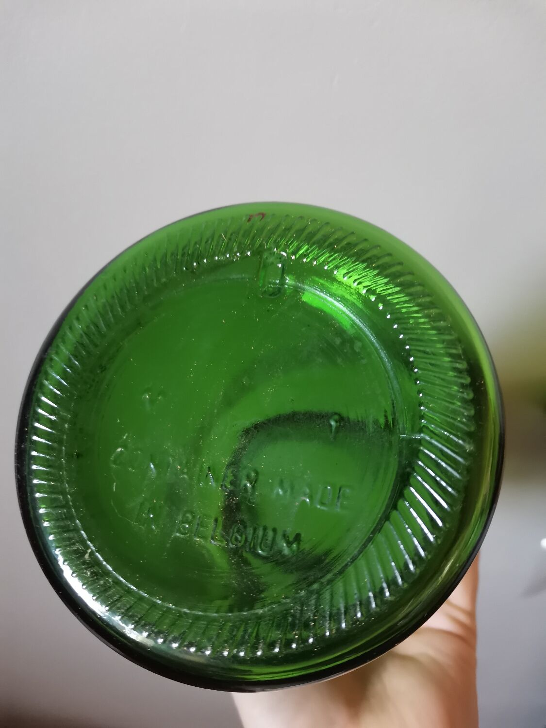 Vintage green glass jar made in Belgium