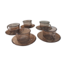 Arcopal cups and brown vintage shell