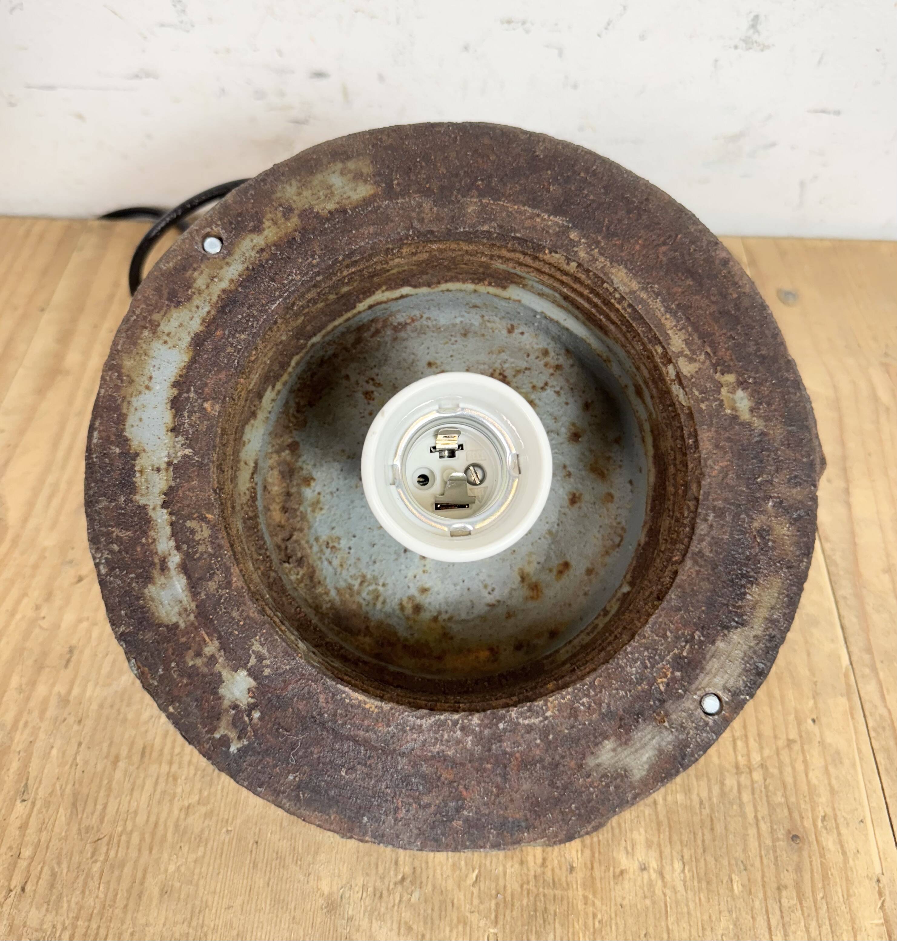 Green Enamel and Cast Iron Industrial Pendant Light, 1960s