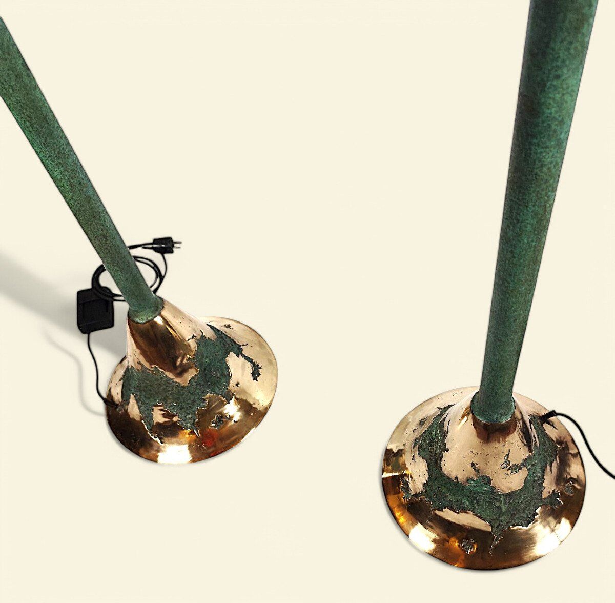 Brutalist Pair of Floor Lamps by Maison Valenti, 1970s-1980s