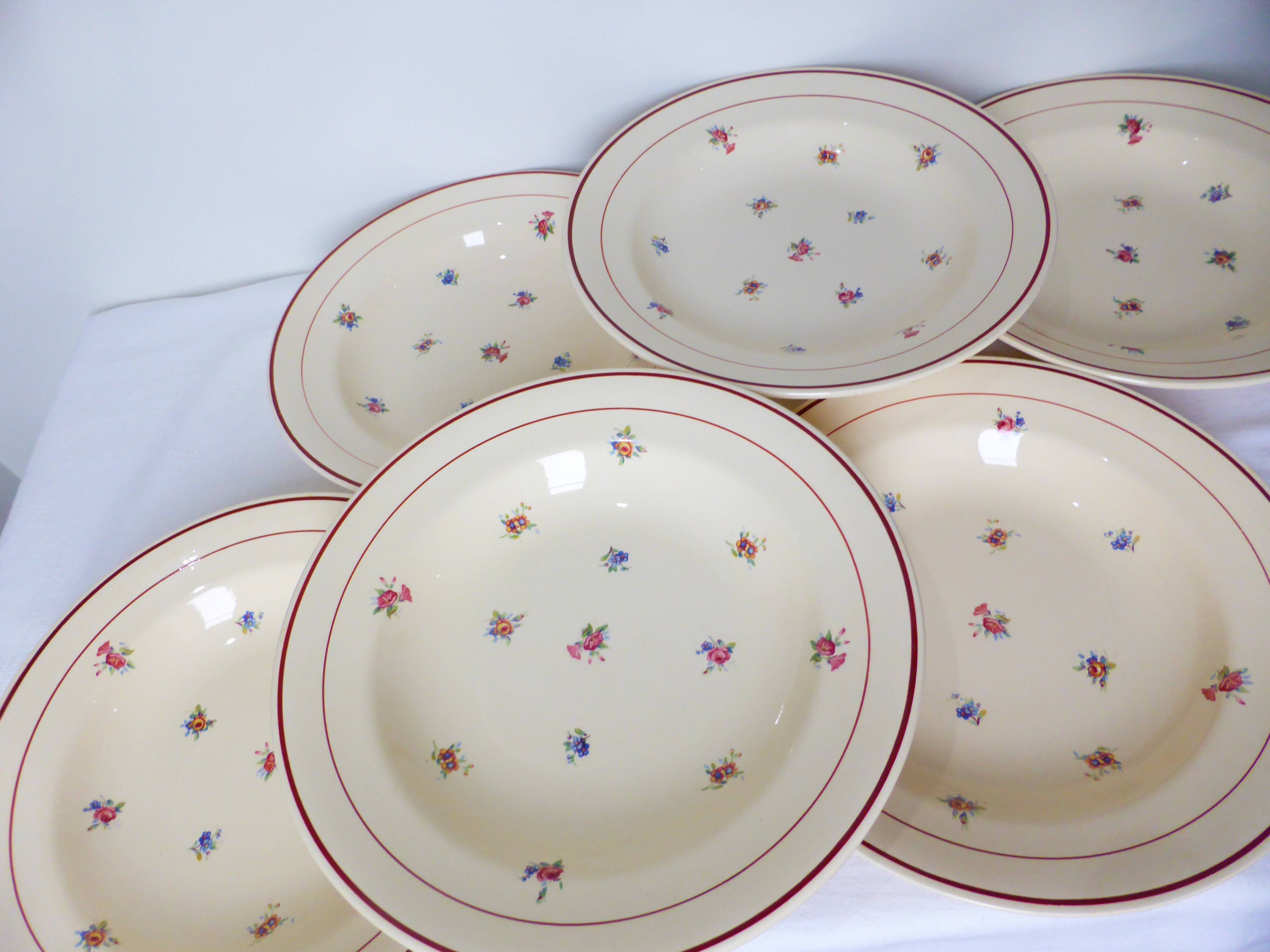 Set de 6 assiettes creuses vintage en porcelaine des Salins 2103127