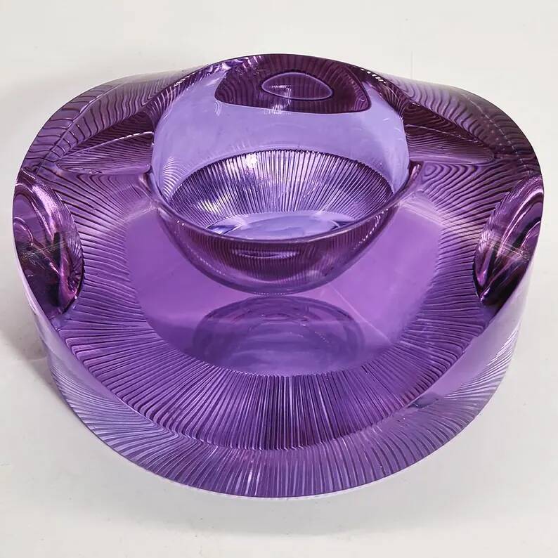 Rare Purple Glass Ashtray - Moser 1960s