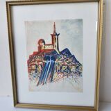 Pastel painting of Notre Dame de la Garde, Marseille. Signed JM (Signature at id)