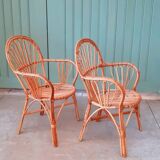 Pair of rattan armchairs