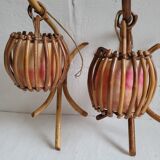 Pair of vintage rattan sconces