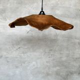 Medium pendant light in corrugated teak leaf (Medium D:50 H:20)