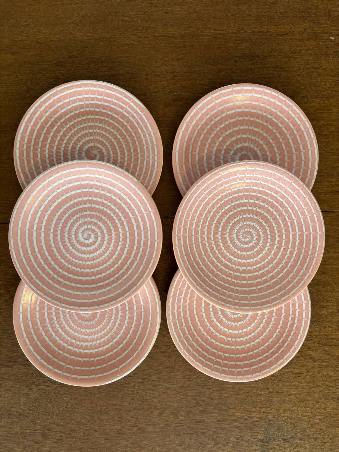 Longchamp pink marbled ceramic plate set - vintage plate