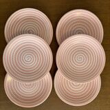 Service d’assiettes en céramique Longchamp rose marbré - assiette vintage