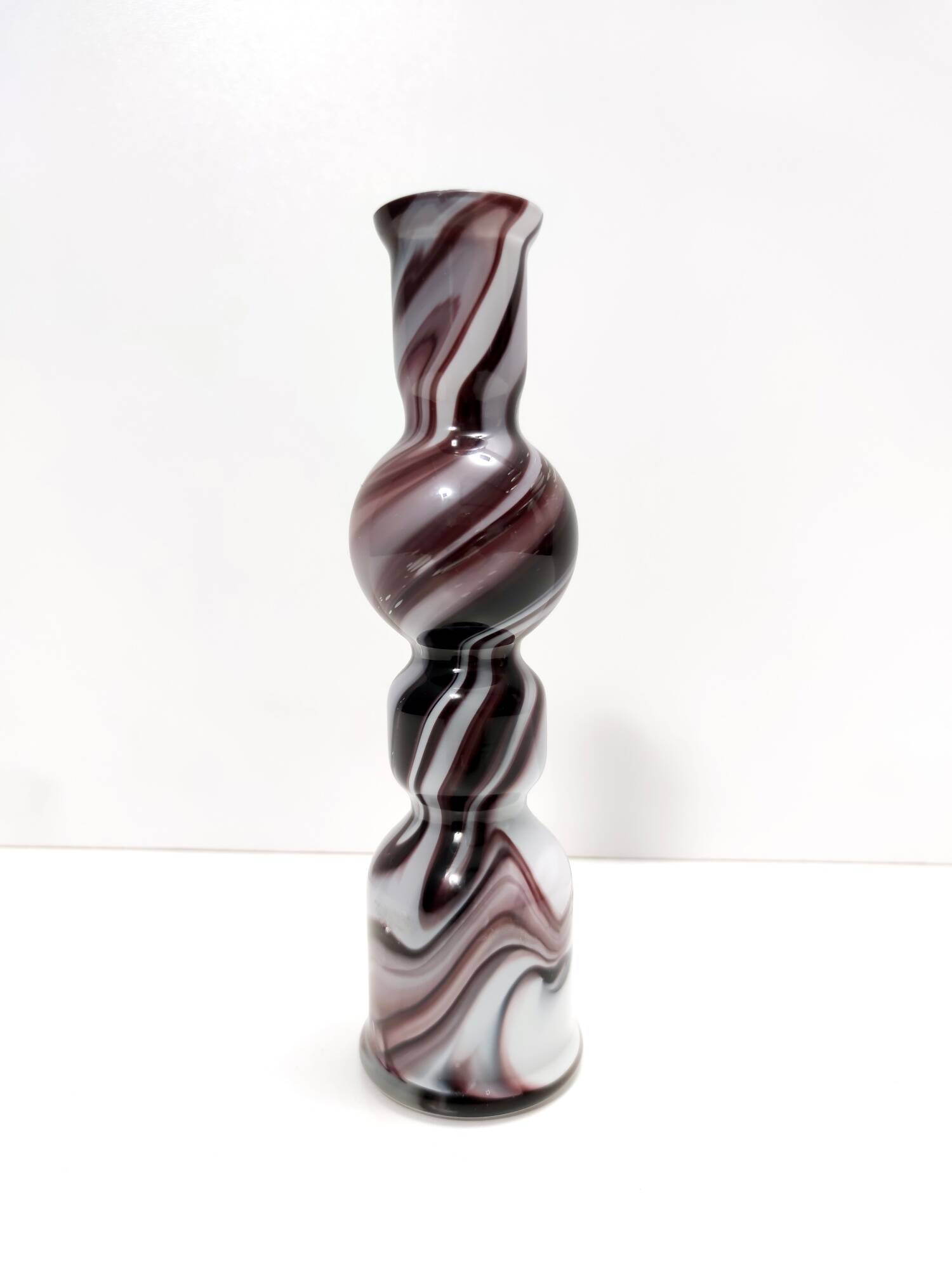 Purple and White Murano Glass Vase “Wave” by Carlo Moretti, Italy