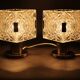 1970s Pair of Brass/Glass Table Lamps by Kamenicky Senov, Czechoslovakia