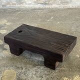 Small stool, black solid teak accent stool wabi-sabi L30 W8.5 H6.