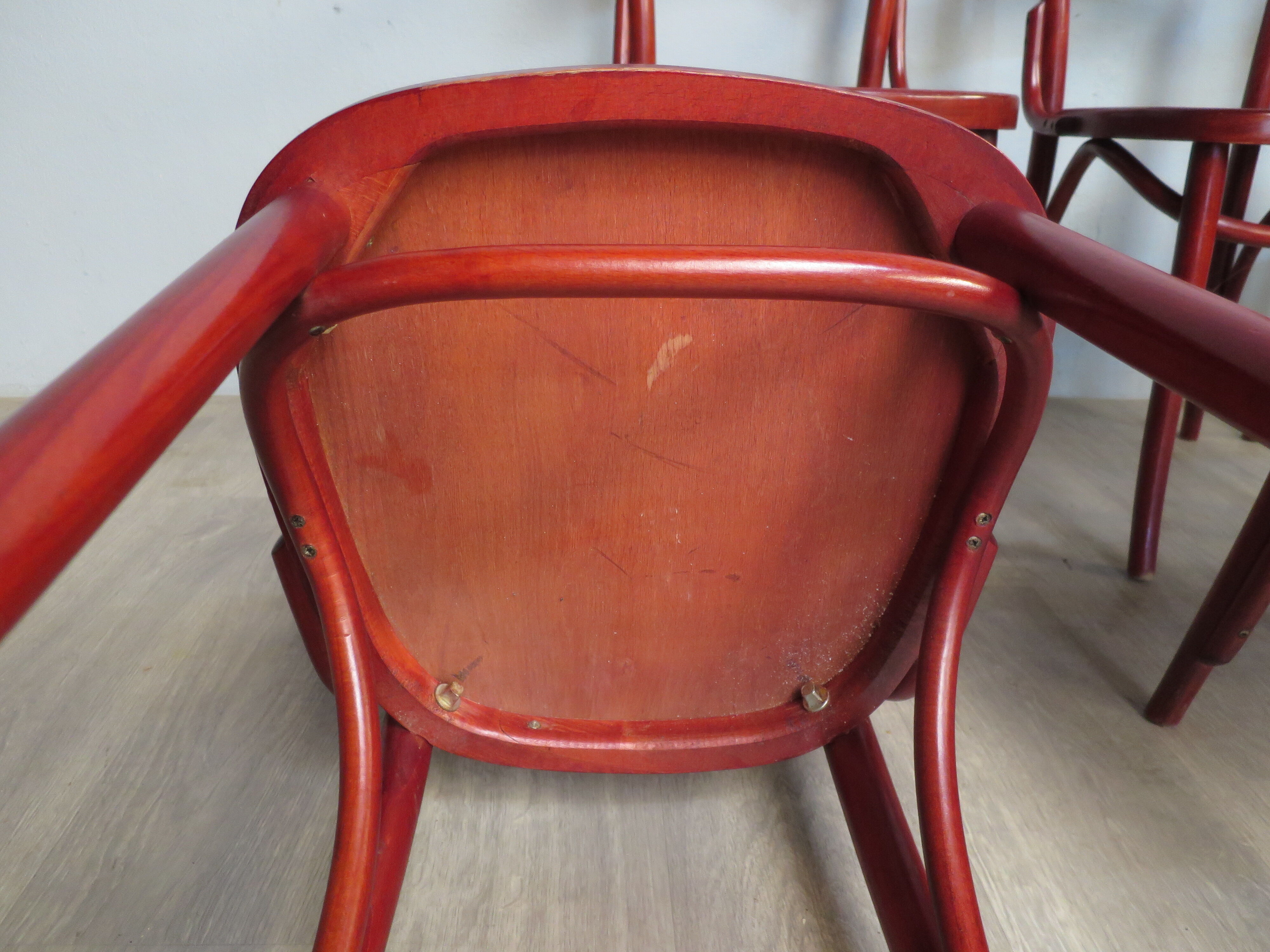 Set of 6 bistro chairs in curved wood