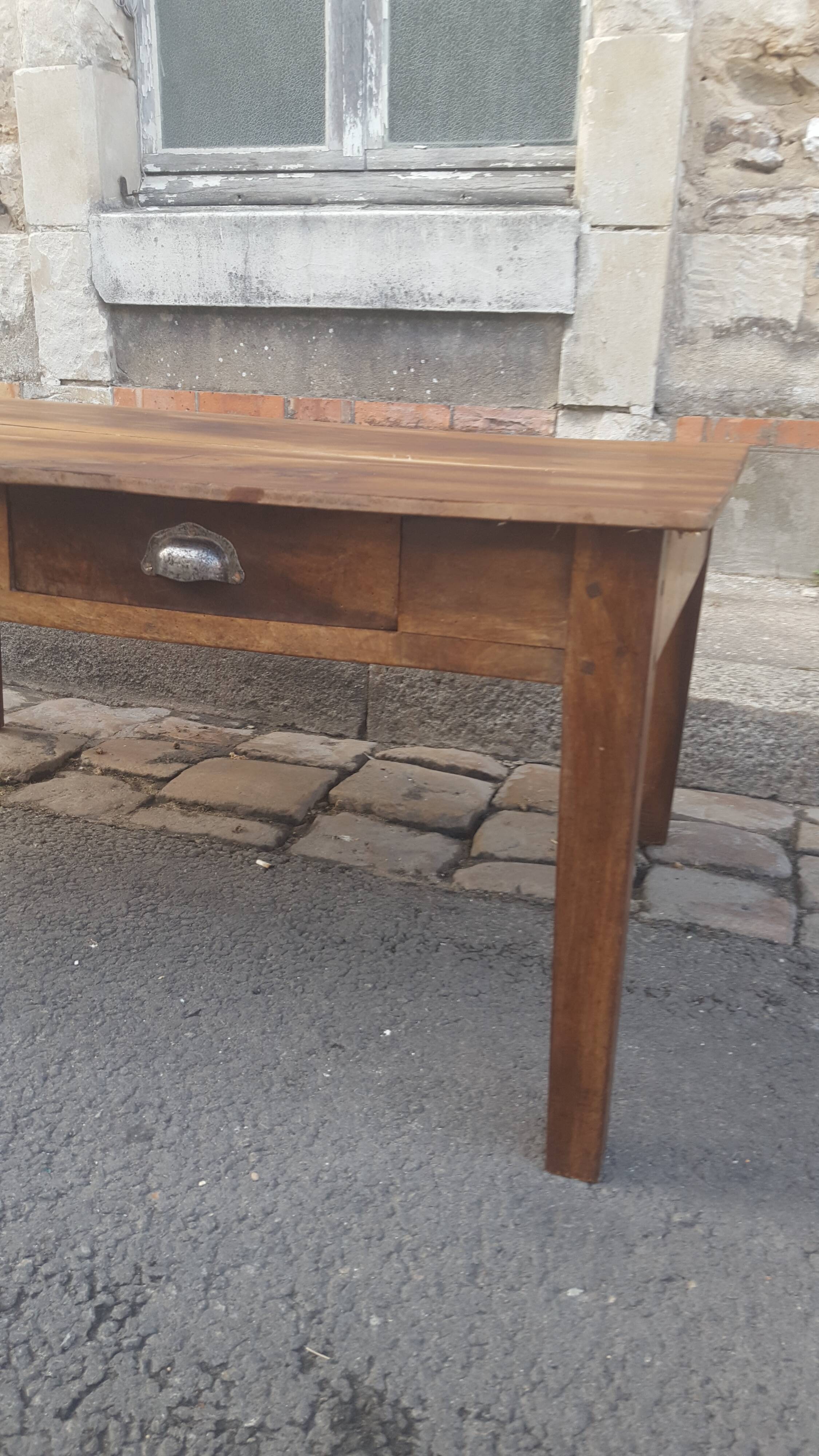 Farm table coffee table with drawers