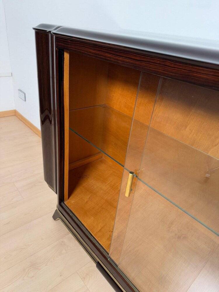 Art Deco Sideboard with Vitrine in Macassar Ebony & Maple, Paris, 1930s