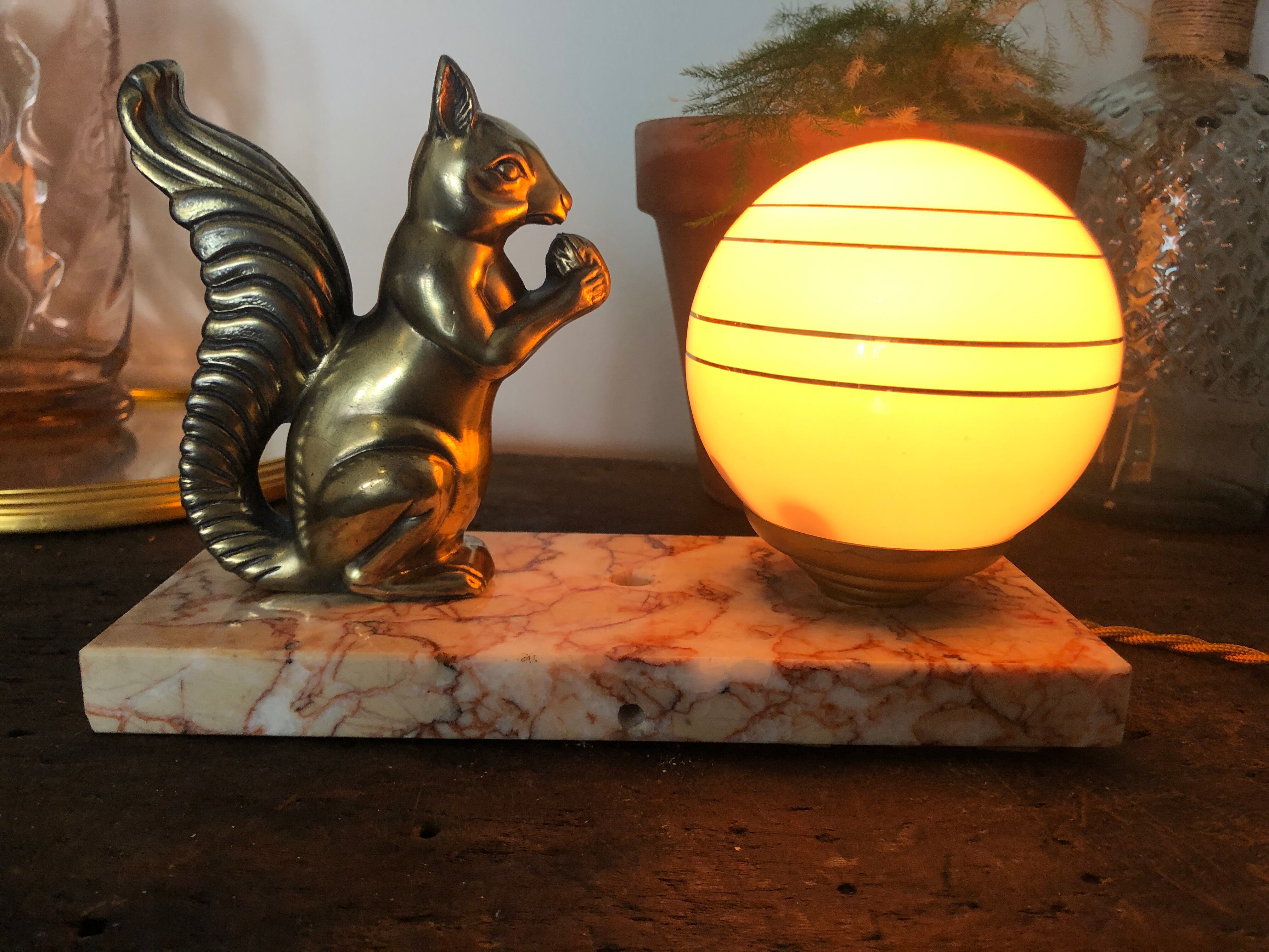 Art Deco marble and regulating lamp