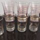 Set of 7 vintage glasses with gold and red edges from the 50s/60s
