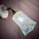 Vintage tulip wall lamp in white and blue frosted glass